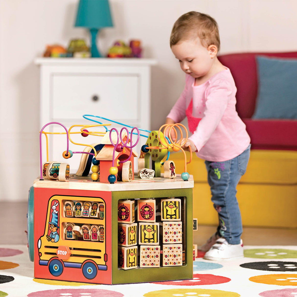B. toys- Pájaros Cubo Centro de Actividades de Madera – Juguete de Aprendizaje para niños, Chicos – El Alfabeto, números, Formas – 12 Meses + – Youniversity, Multicolor, M (Branford Ltd. BX2134C1Z)