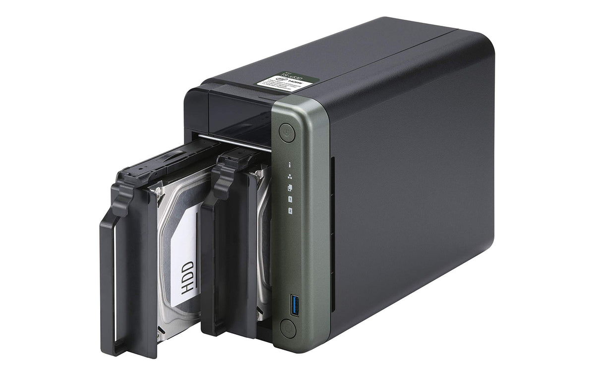 QNAP TS-253D-4G 4TB 2 Bay Solución NAS de Escritorio | Instalado con 2 x 2TB Western Digital Red Drives
