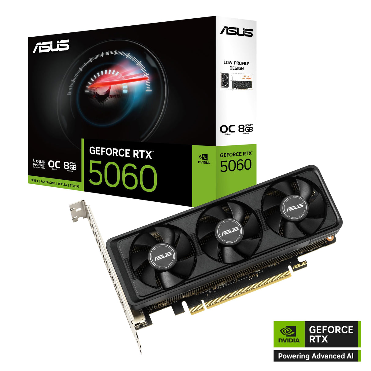 ASUS Tarjeta gráfica GeForce RTX 5060 LP BRK 8 GB GDDR7 OC Edition Low Profile Gaming (NVIDIA Blackwell Arquitectura FP4 y DLSS 4, PCIe 5.0, 2 x HDMI 2.1, 1 x DisplayPort 2.1a, RTX5060-O8G-LP-BRK)