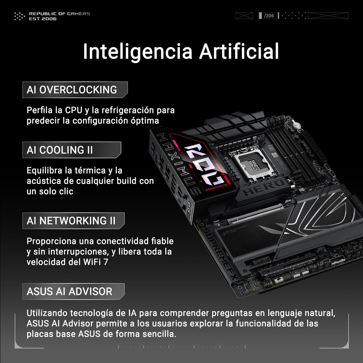ASUS ROG Maximus Z890 Hero - Placa Base ATX, 22+1+2+2 etapas de Potencia, DDR5, PCIe 5.0 Compatible con GPU de última generación, Seis M.2, WiFi 7, overclocking AI, PCIe Q-Release Slim