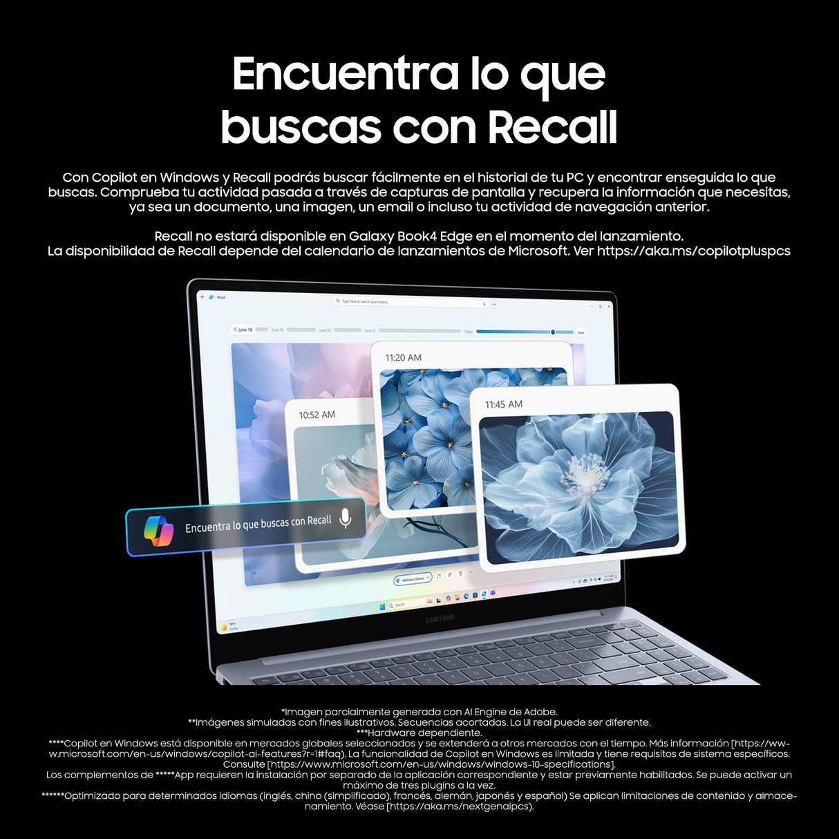 Samsung Galaxy Book4 Edge, Ordenador Portátil IA Copilot+, PC 16" HDR, Snapdragon X Elite X1E-84-100, 16GM RAM, 1TB SSD, Qualcomm Adreno GPU, Windows 11 Home, Azul, Teclado QWERTY Español
