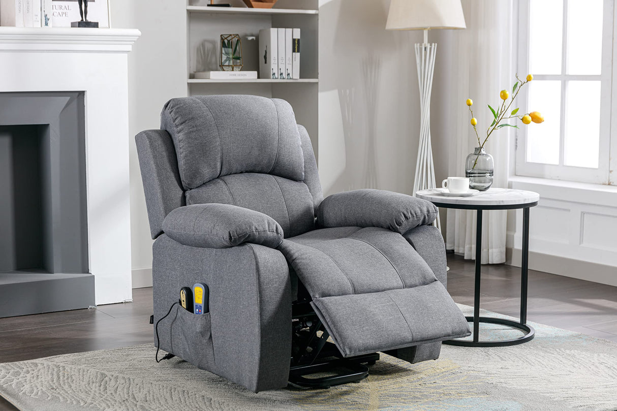 Astan Hogar Sillón Relax con Función Auto-Ayuda (Levanta Personas), Reclinación Eléctrica, Masaje Y Termoterapia, Modelo Ramón AH-AR30920GR