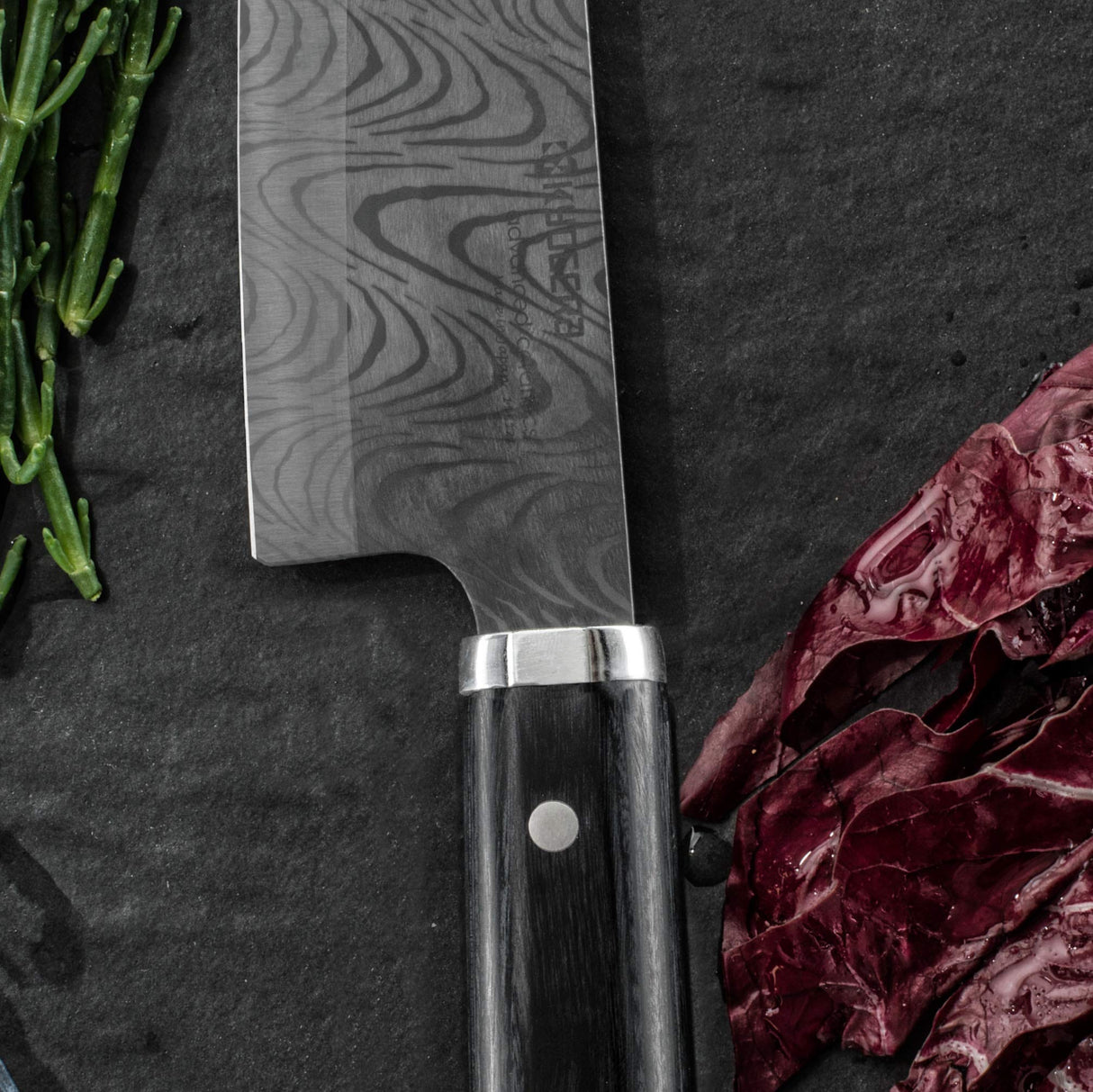 KYOCERA KTN de 180 de Hip kizuna Serie – Cuchillo de cerámica. Cubierto con Incluido Hoja de cerámica con Arena Jardín Estructura de Onda. Mango de Madera de Pakka. Longitud de la Hoja: 18 cm.