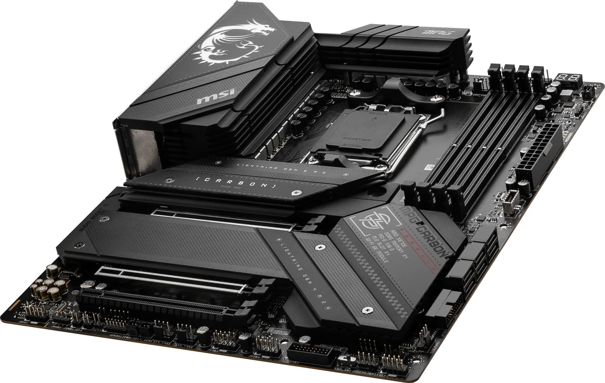 MSI MPG X670E CARBON WiFi Placa Base, ATX - Admite Procesadores AMD Ryzen Serie 7000, AM5 - 18 Duet Rail 90A Power Stage, DDR5 Memory Boost 6000+MHz/OC, 2 x PCIe 5.0 x16, 2 x M.2 Gen5, WiFi 6E