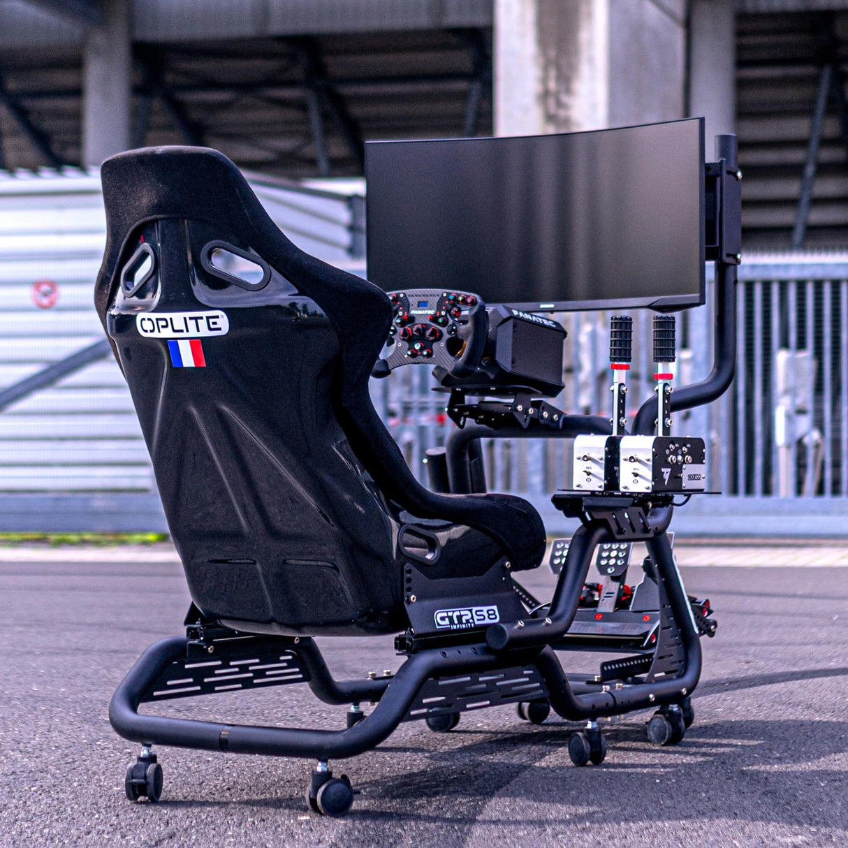 OPLITE Chasis Simracing GTR S3 compatible con todos los asientos de cubo de fibra de vidrio y todas las marcas de volantes
