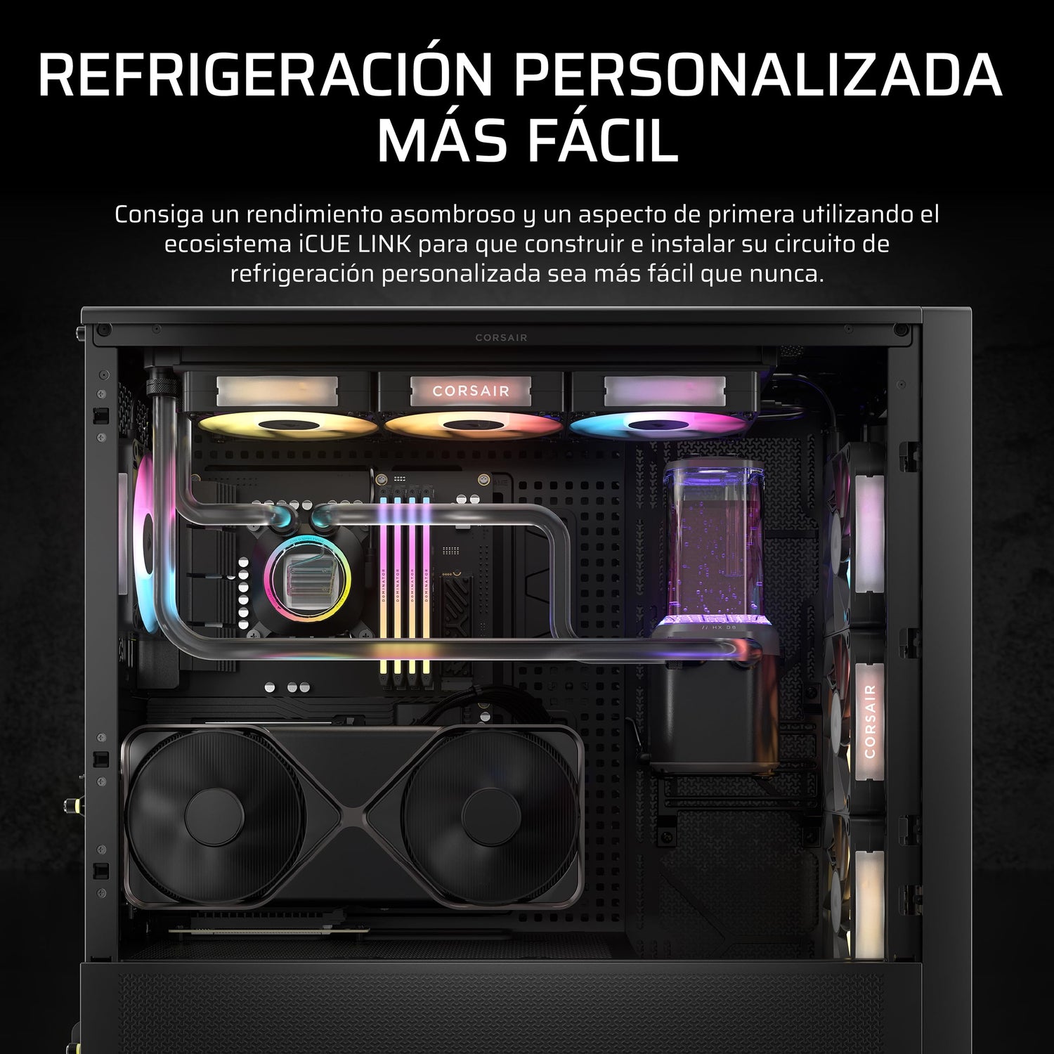 Corsair iCUE Link XH505i RX360 RGB Kit de Refrigeración Personalizada – Bloque de Refrigeración Liquida XC7 Elite, Bomba y Depósito XD6 Elite, 3 RX120 RGB, Radiador XR5 de 360 mm, System Hub - Negro