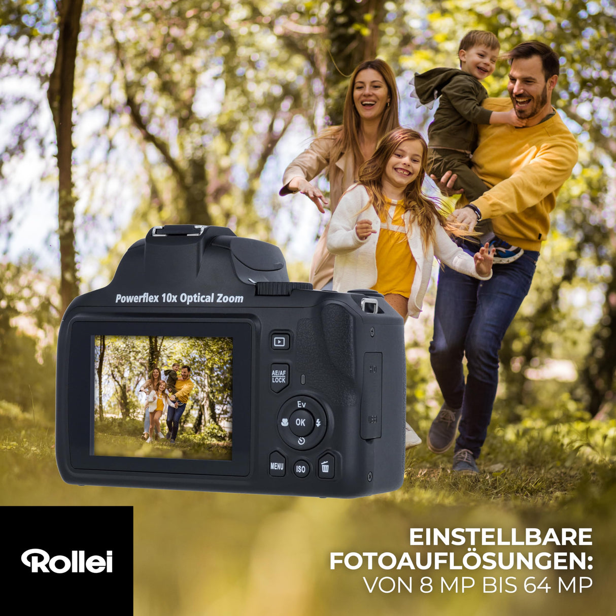 Rollei Powerflex10X - Zoom óptico 10x, 8 Modos de Foto, hasta 64 MP, Flash Plegable, grabación de vídeo 4K y aplicación para Smartphone