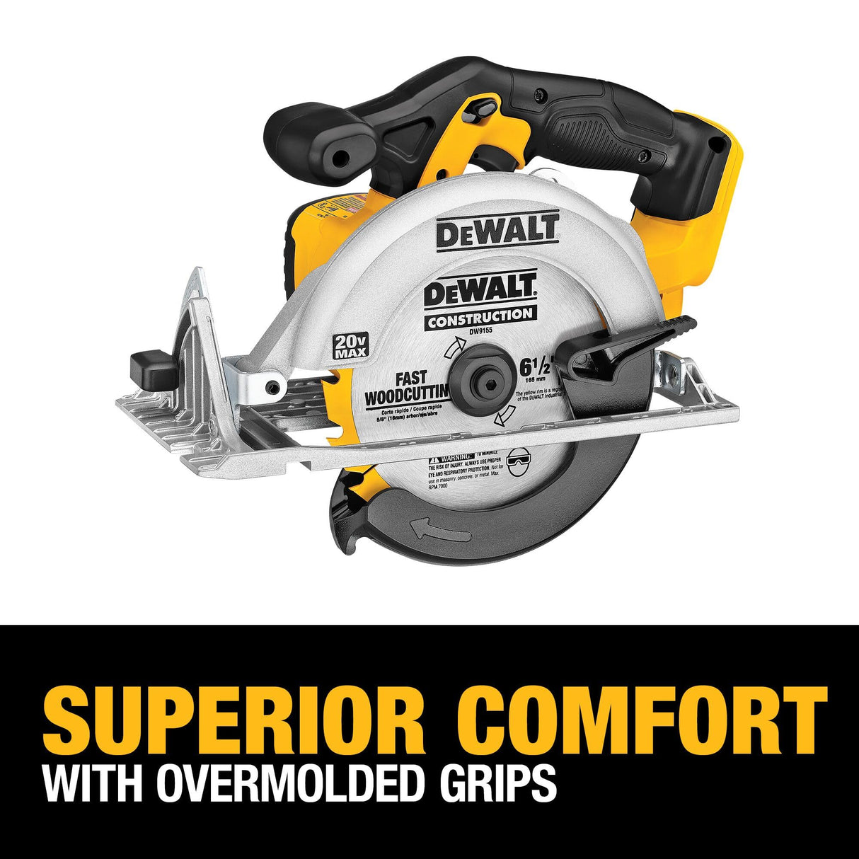 DeWalt DCS391N-XJ - Sierra circular XR 18V, diámetro de165 mm y 55 mm de profundidad sin cargador/batería, Arándano