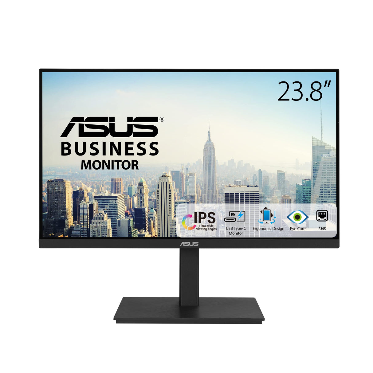 Asus VA24ECPSN Monitor Docking USB de 23.8 Pulgadas, Full HD, IPS, Sin Marco, USB-C, RJ45, 75 Hz, Adaptive-Sync, Altavoces Estéreo, Baja Luz Azul, Sin Parpadeos, Diseño Ergonómico, Montaje en Pared