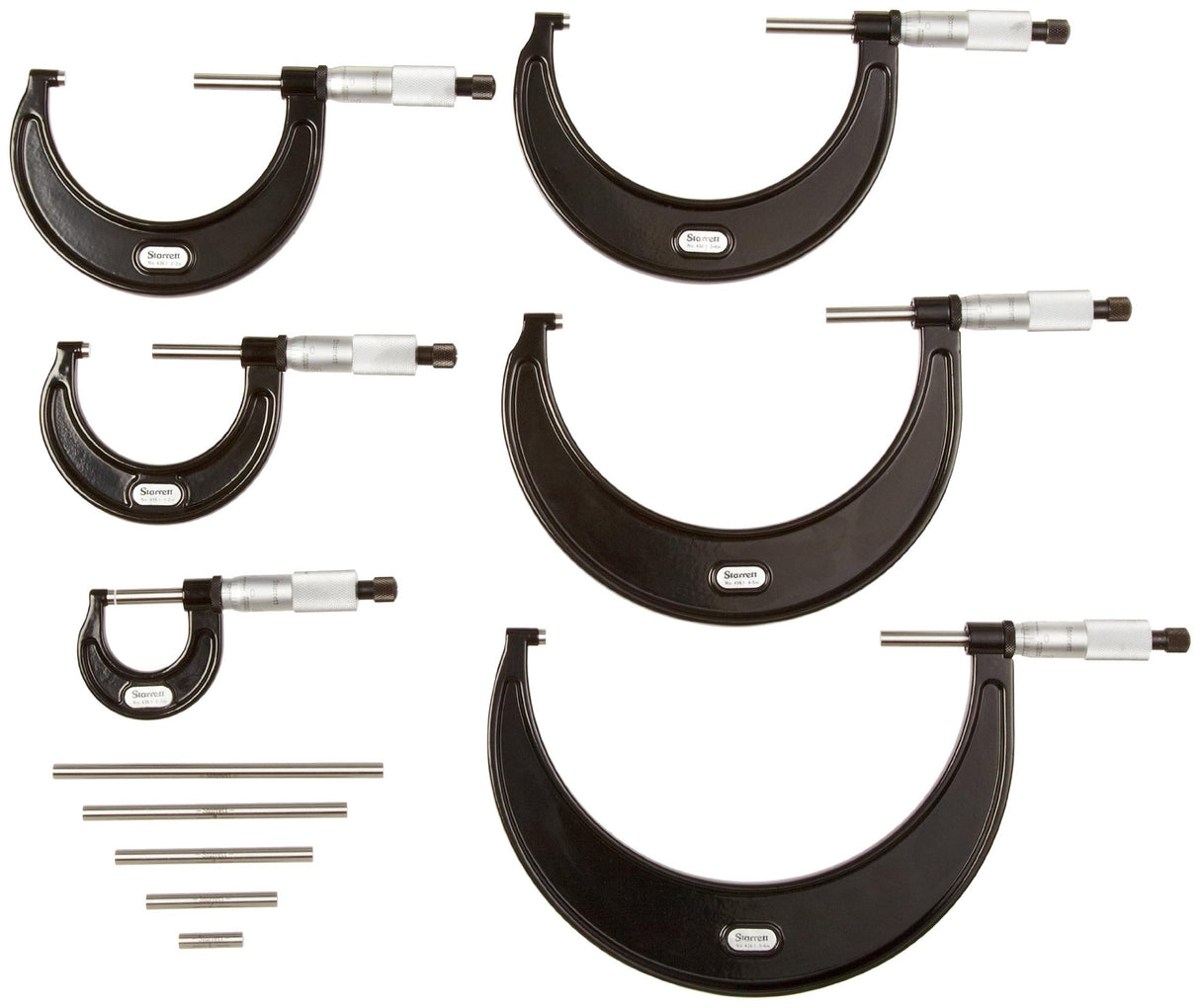 Starrett S436.1CRLZZ436.1 Series - Juego de micrometros para exterior, tope de carraca, tuerca de bloqueo, rango de 0 – 6", graduación de 0,001"