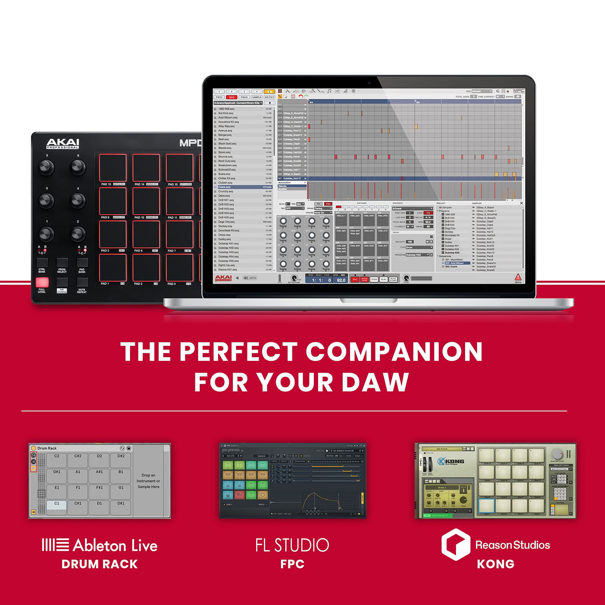 AKAI Professional MPD218 - Controlador de pad MIDI/máquina de pad de percusión/creador de ritmos con 16 pads, controles asignables, software de producción incluido