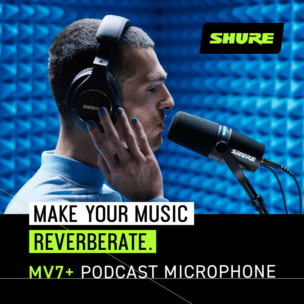 Shure MV7+ Podcast Mikrofon-Verbessertes Audio, LED-Touchpanel, USB-C- und XLR-Ausgänge, Auto-Level-Modus, digitaler Pop-Filter, Halleffekte, Podcasting, Streaming, Aufnahme - Schwarz