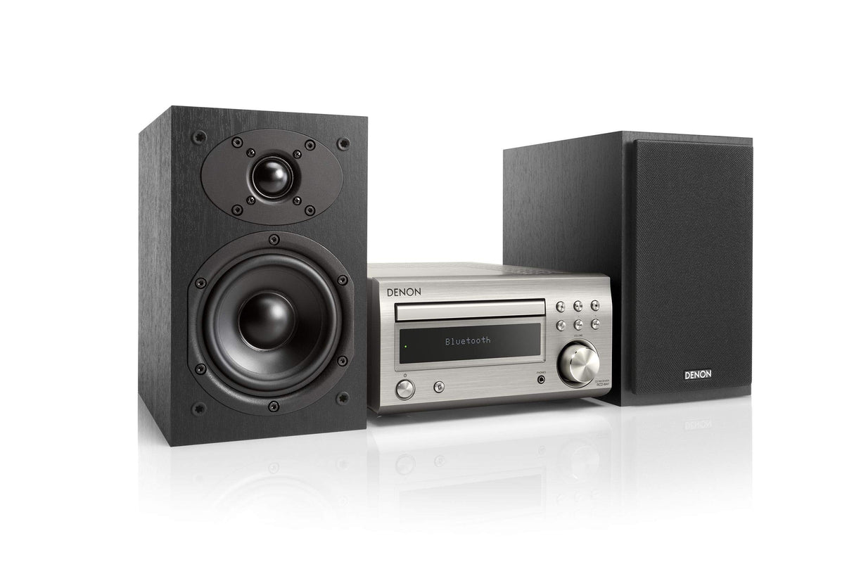 Denon D-M41 - Microcadena con lector de CD y Bluetooth, color plata y negro