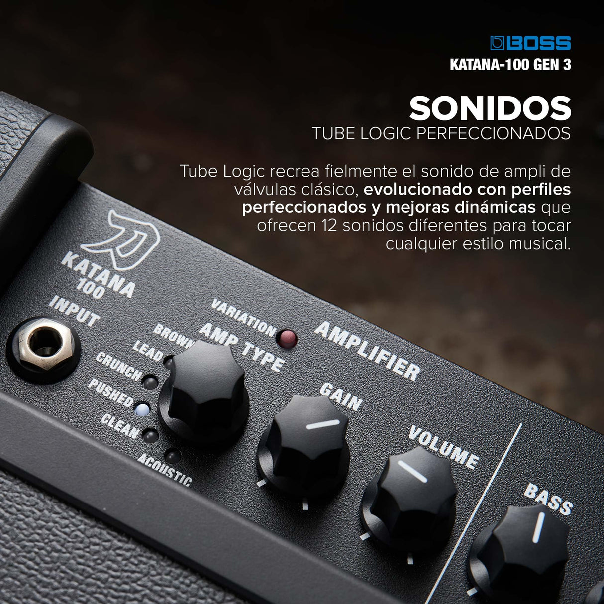 Amplificador de Guitarra BOSS Katana-100 Gen 3 | Potente Amplificador Combo de 100 vatios | Altavoz a Medida de 12” | Sonidos Tube Logic evolucionados | 12 perfiles de Amplificador