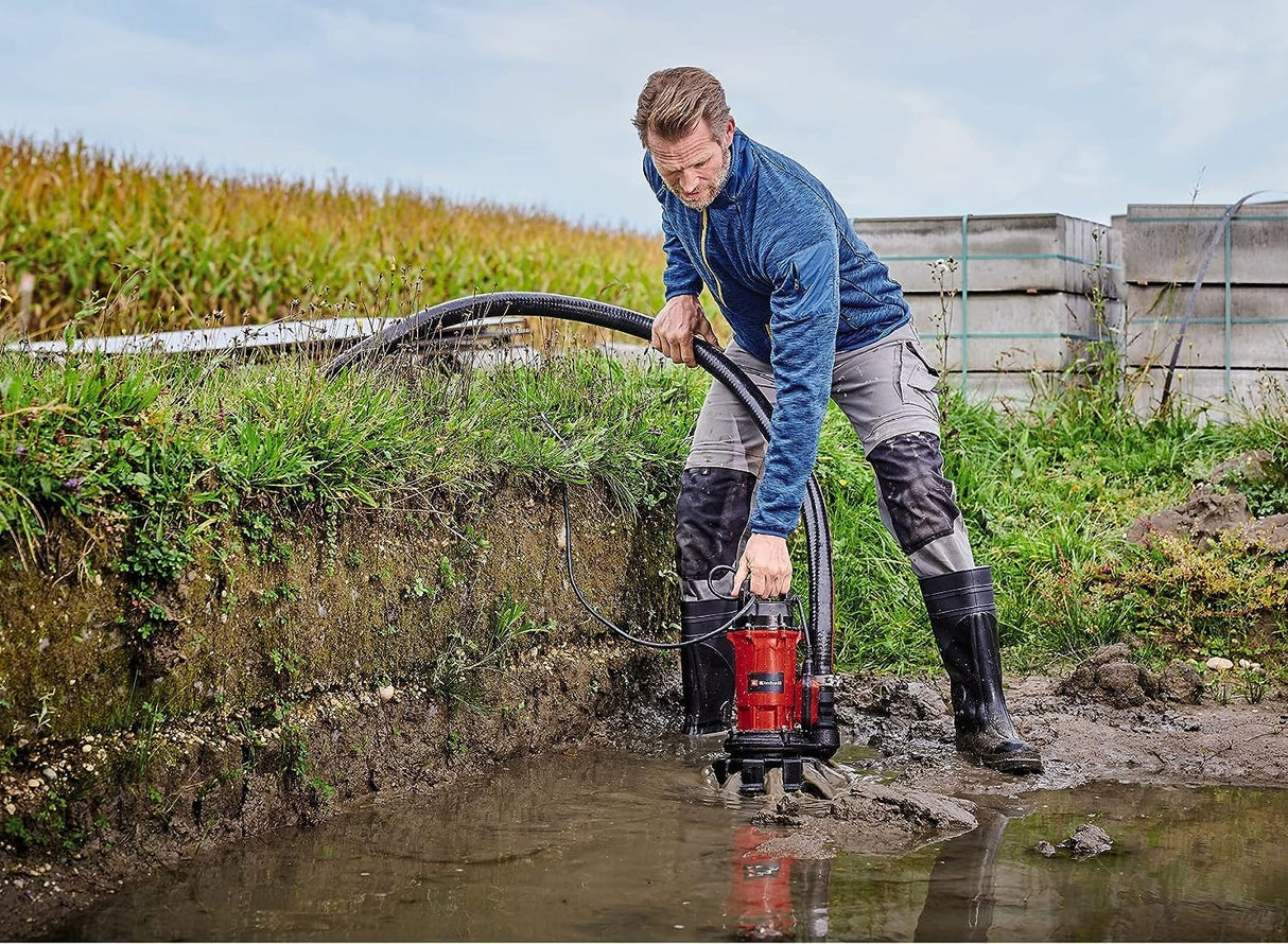 Einhell Bomba de aguas sucias GE-DP 900 Cut (900 W, caudal 16000 l/h, altura de transporte máx. 11,5 m, cuerpos extraño máx. Ø 35 mm, profundidad de inmersión 7 m, sistema de corte integrado)