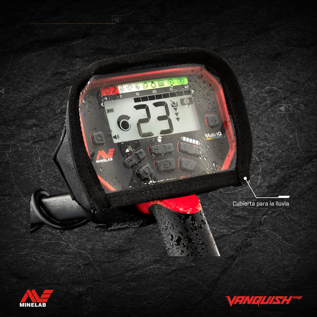 Detector de Metales Minelab Vanquish 440 Multi-Frequency Pinpointing para Adultos con Bobina V10 10 Pulgadas x 7 Pulgadas Doble-D Impermeable