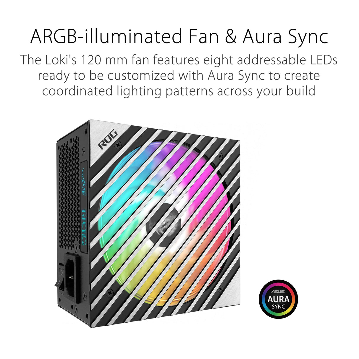 ASUS ROG Loki SFX-L 1200W Titanium - Fuente de alimentación Totalmente Modular, 80+ Titanium, Ventilador ARGB PWM de 120 mm, Aura Sync, Compatible con ATX 3.0, Compatible con PCIe 5.0