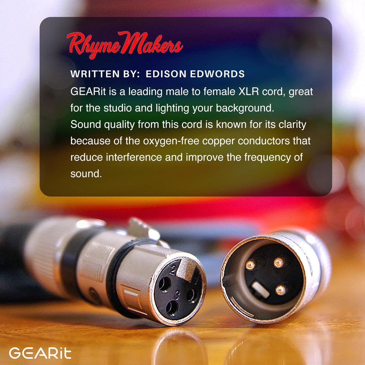 GEARit Cable de micrófono XLR (10 pies, paquete de 6) – Cable de micrófono XLR blindado equilibrado de 3 pines macho a hembra para mezclador, estudio, podcast, multicolor, 10 pies, paquete de 6