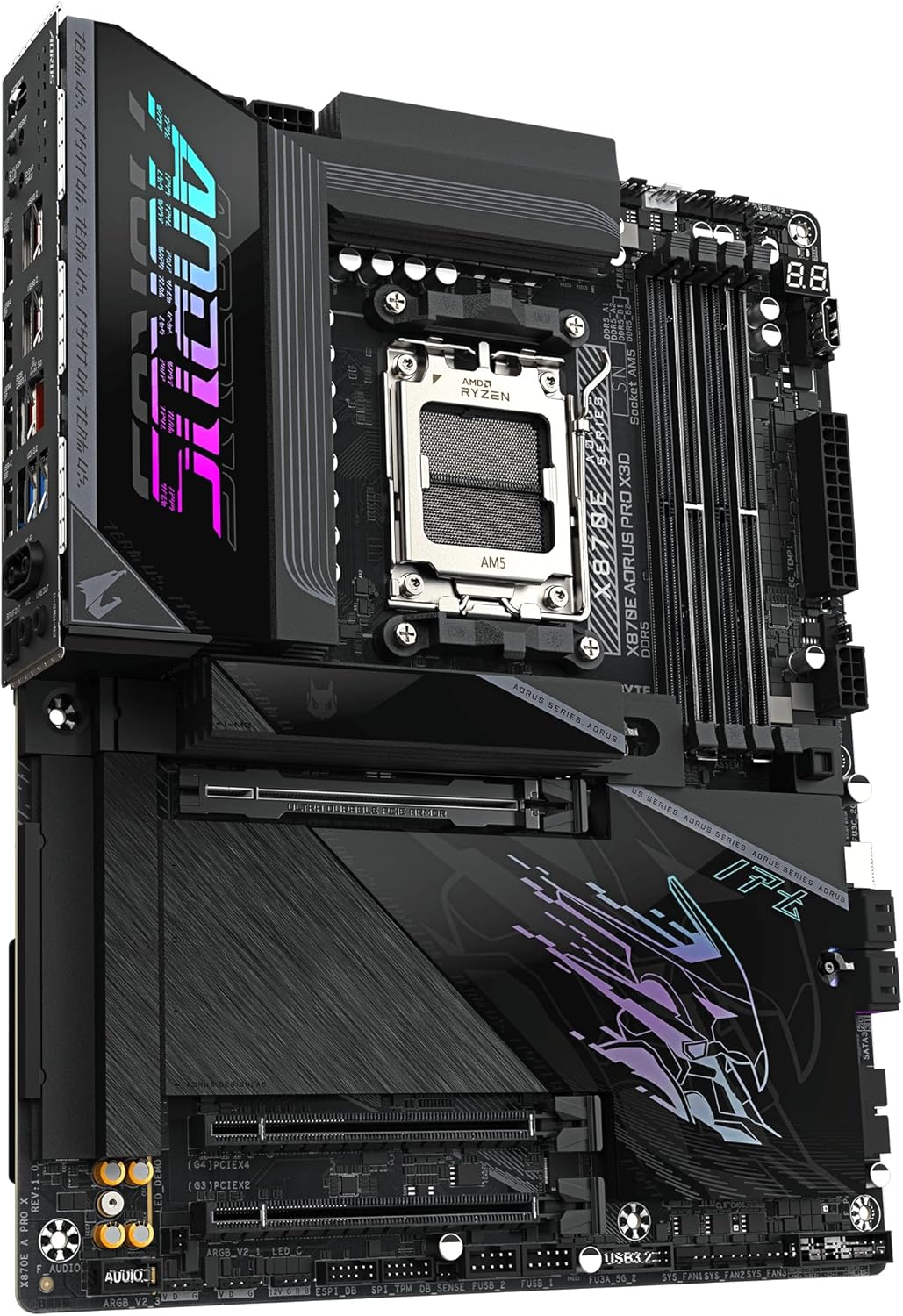 GIGABYTE X870E AORUS Pro X3D Motherboard - Supports AMD Ryzen 9000 Processors, 18+2+2 Phase Digital VRM, up to 9000MHz DDR5 (O.C.), 2xPCIe 5.0 + 2xPCIe 4.0, Wi-Fi 7, 5GbE LAN, USB 4