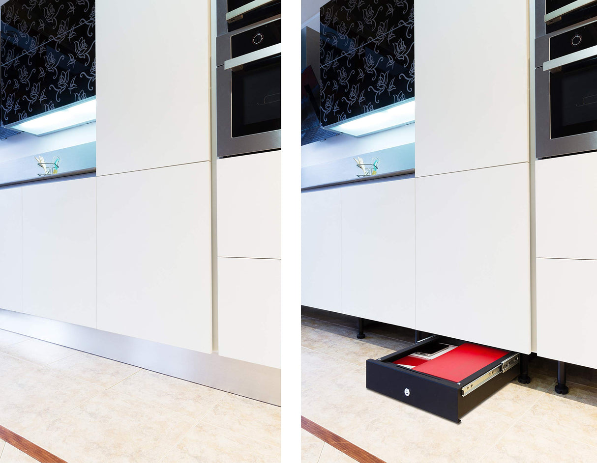 ARREGUI - Caja fuerte camuflada para zócalo de cocina, color negro
