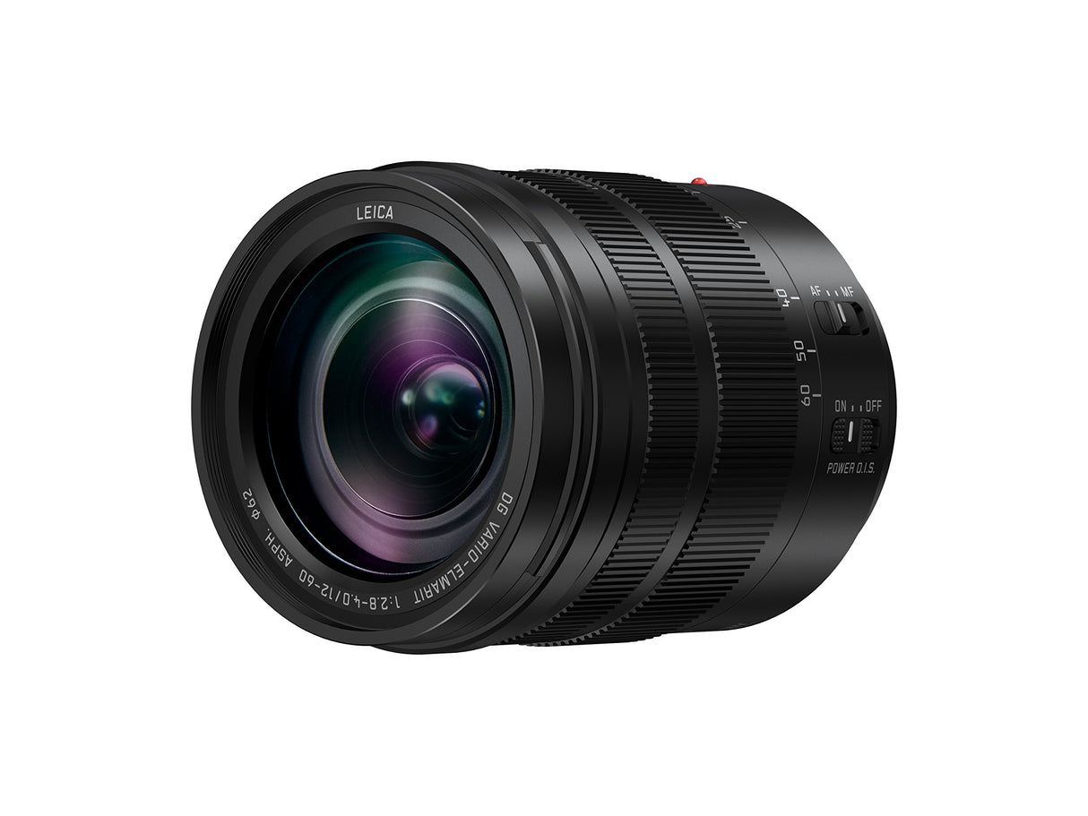 Panasonic LEICA DG VARIO-ELMARIT H-ES12060 - Objetivo Zoom estándar para cámaras de montura M4/3 (Focal 12-60 mm, F2.8-F4, lentes asféricas, tamaño filtro 62 mm, POWER O.I.S), negro