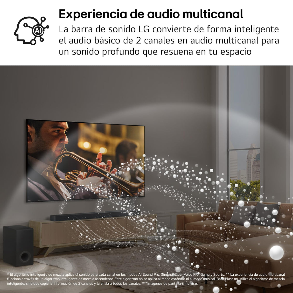 LG S70TR - Barra de Sonido Inteligente, 500W Potencia y 5.1.1 Canales, Altavoces Dobles Traseros Inalámbricos, Sonido Envolvente Dolby Atmos y DTS:X, Hi-Res 24bits/96kHz