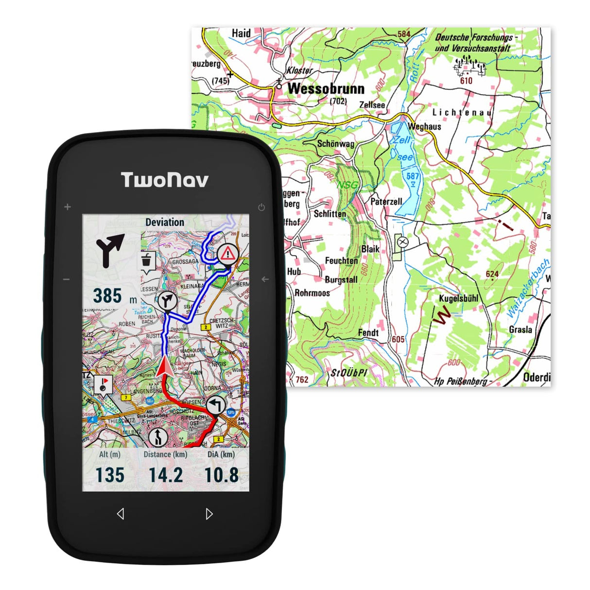 TwoNav Cross Plus - GPS para Exteriores con Pantalla de 3,2 Pulgadas para MTB, Bicicleta, Trekking, Senderismo o navegación con mapas (Cross Plus + Mapa de Alemania Full)