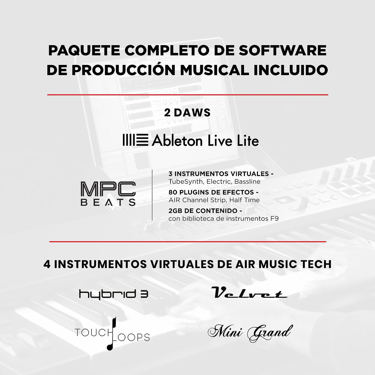 M-Audio Hammer 88 Pro – Teclado controlador MIDI USB con 88 teclas ponderadas de acción martillo, pads de ritmos, controles asignables MIDI y software