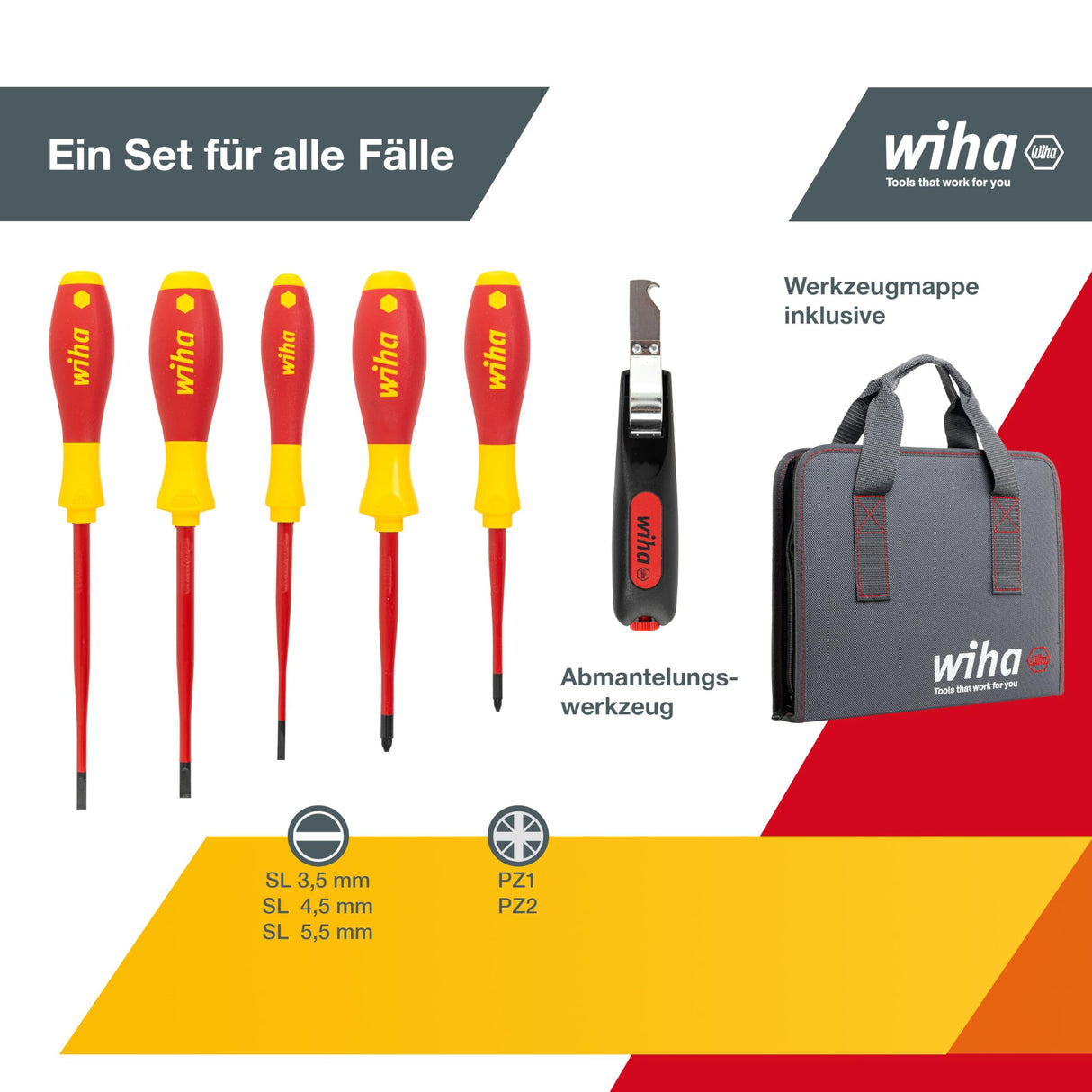 Wiha Juego de herramientas para electricistas en surtido, de 13 unid., incl. funda para herramientas (36389)