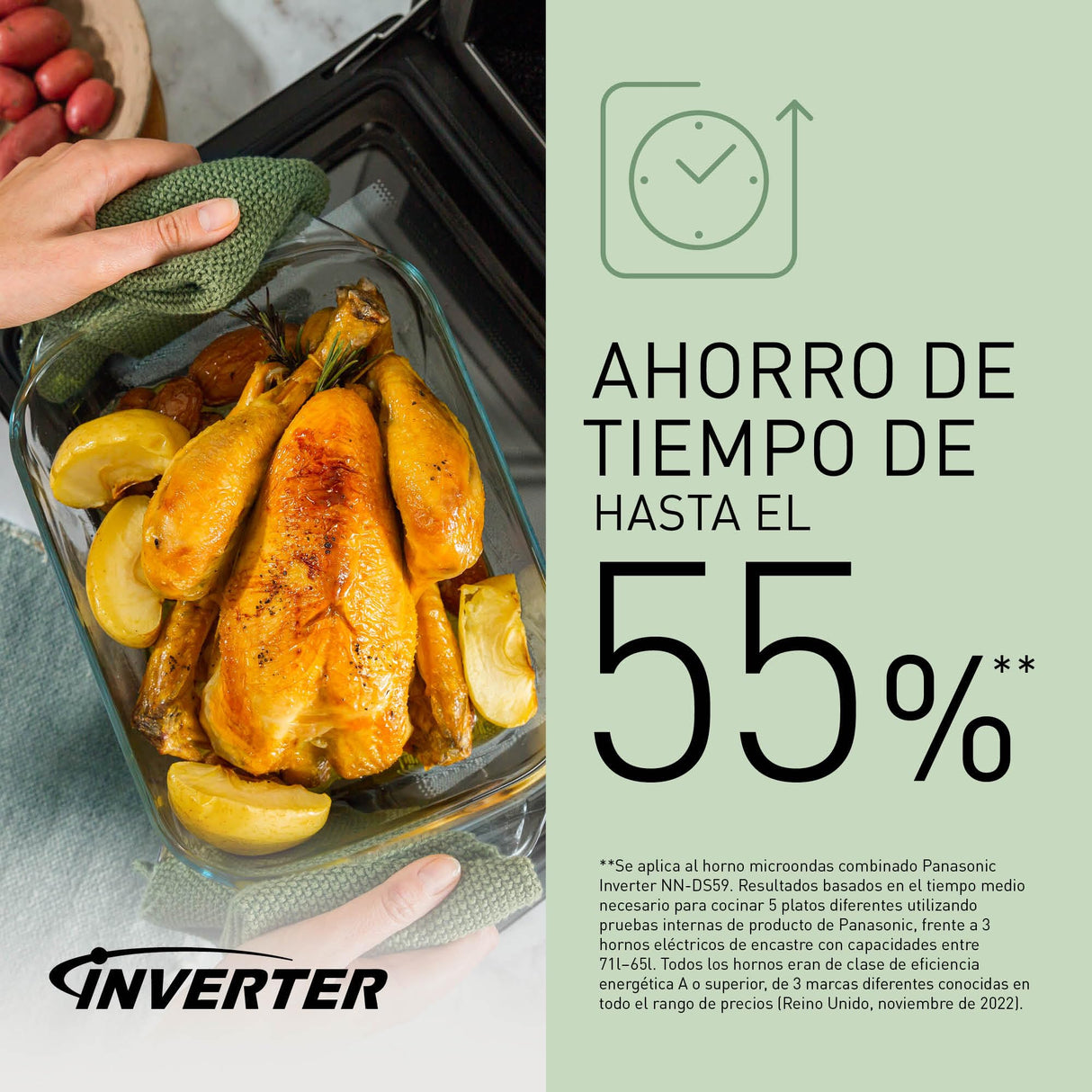 Panasonic NN-DS59NMETG Microondas Combi 4 en 1, Horno Grill, Superficie Plana, 27 Litros, 1000 W, Cocción En Dos Niveles, Sensor Genius, 32 Programas, Bandeja Para Grill, Limpieza Fácil, Negro