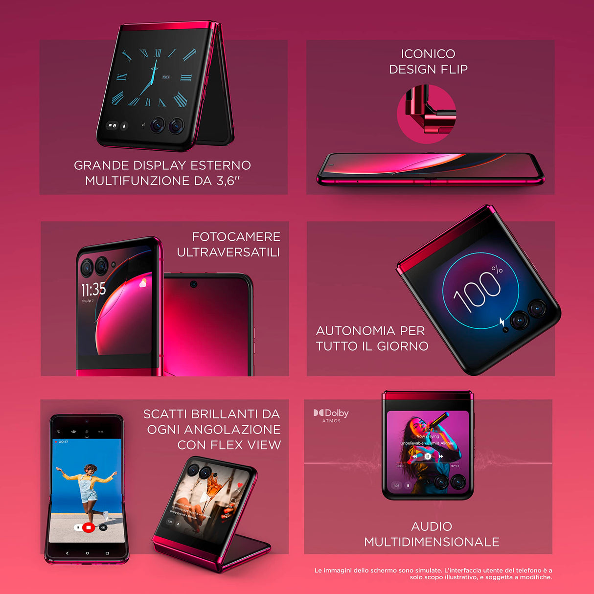 Motorola RAZR 40 Ultra, 8/256GB, procesador Snapdragon 8+ Gen 1, diseño Plegable, cámara Flex View, batería de 3800 mAh con Carga rápida de 33 W, Dual SIM/eSim, Viva Magenta (Versión ES/PT)