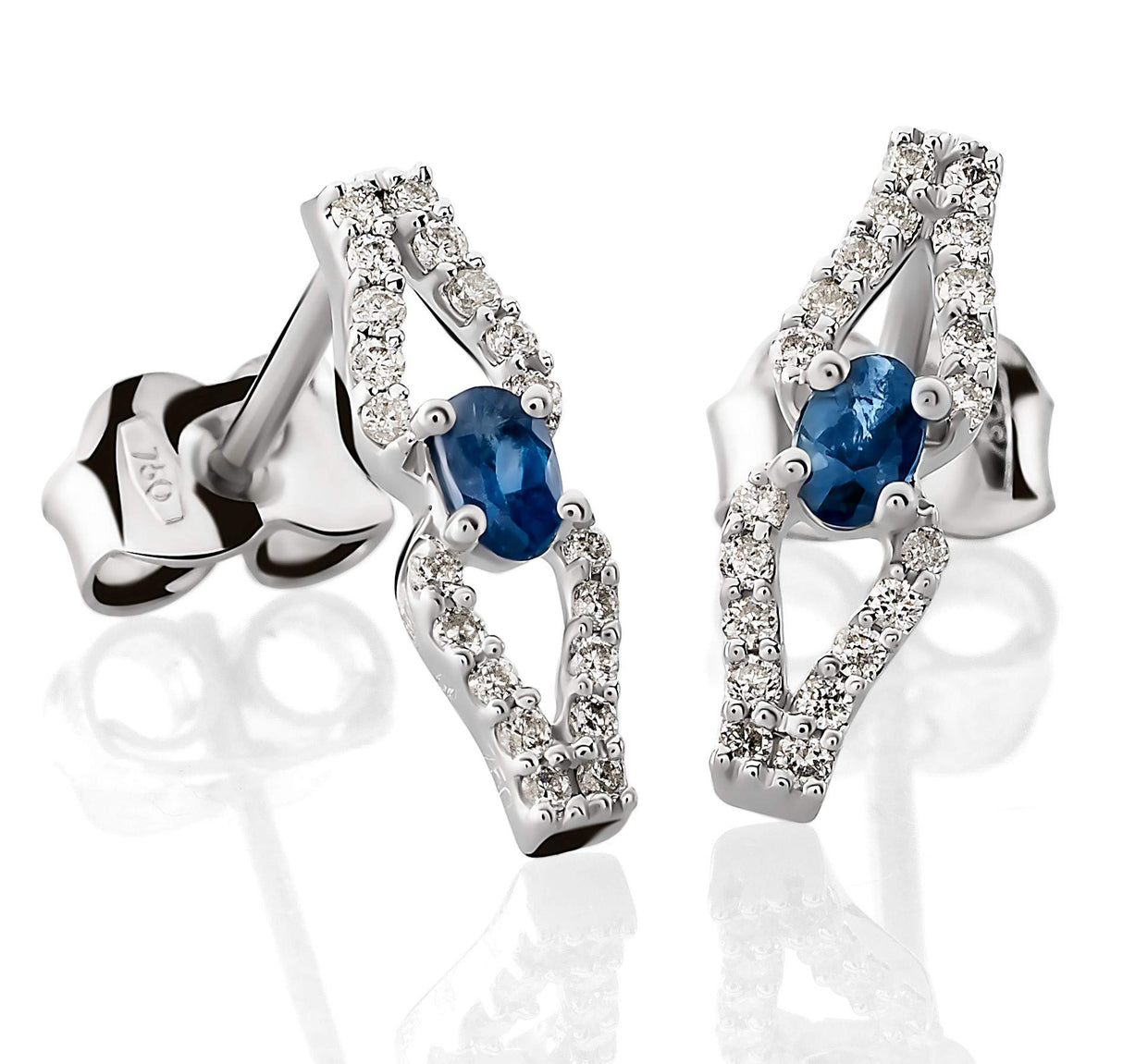 Orphelia Mujer 18 k (750) oro blanco corte brillante redondo azul blanco diamante zafiro