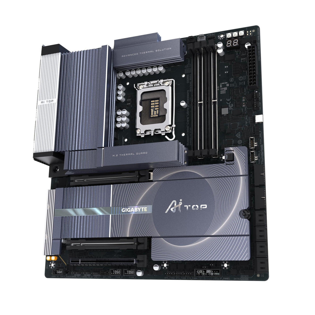 GIGABYTE Z890 AI Top Placa Base - CPUs Intel Core Ultra (Serie 2), VRM de 16+1+2 Fases, hasta 9500 MHz DDR5 (OC), 1xPCIe 5.0 + 3xPCIe 4.0 M.2, Wi-Fi 7, LAN 10 GbE, Thunderbolt 5