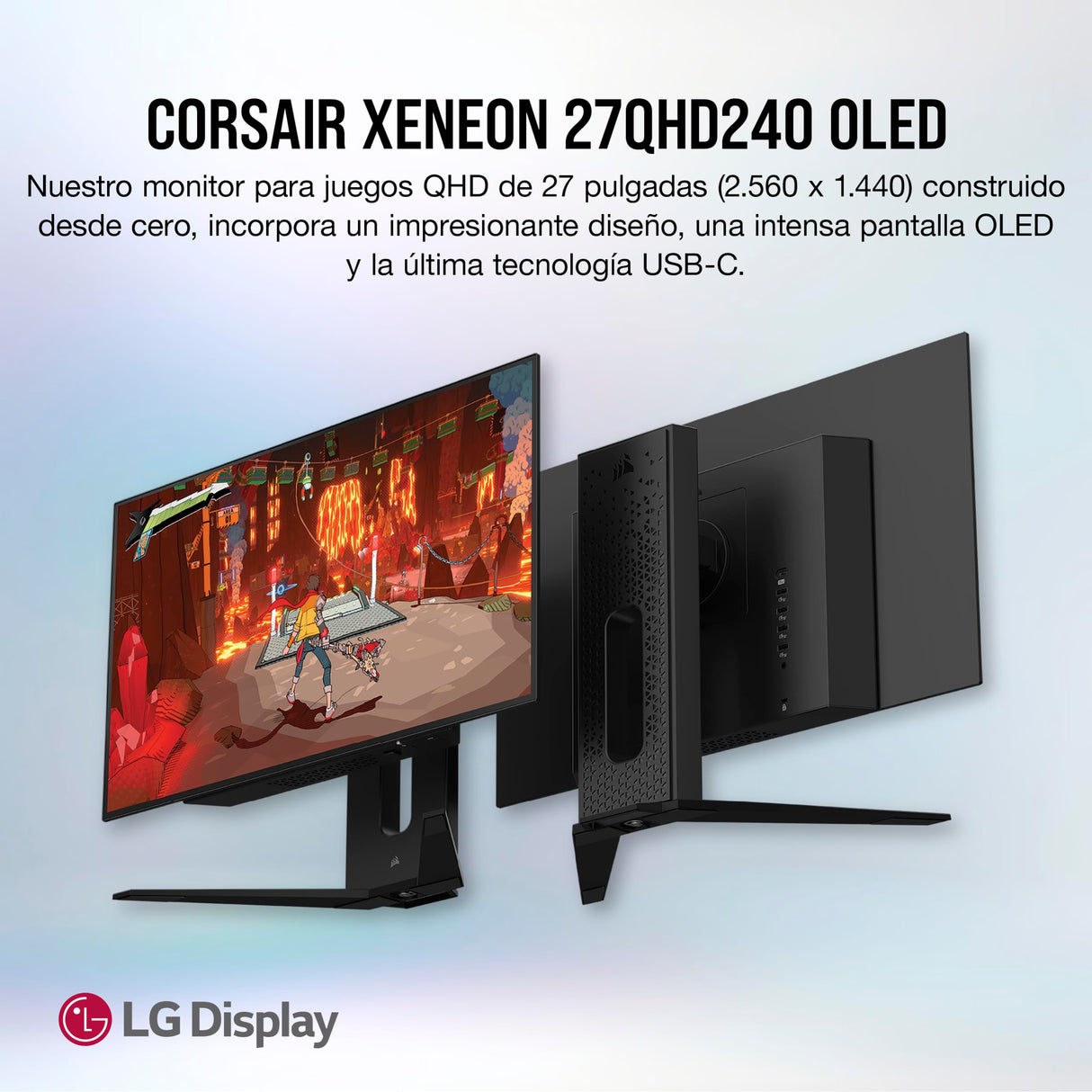 Corsair XENEON 27QHD240 27 Pulgadas OLED Monitor para Juegos - 2560 x 1440, 240Hz, 0.03ms, Compatible NVIDIA G-Sync, AMD FreeSync™ Premium, DisplayHDR10, HDMI 2.1 - Negro