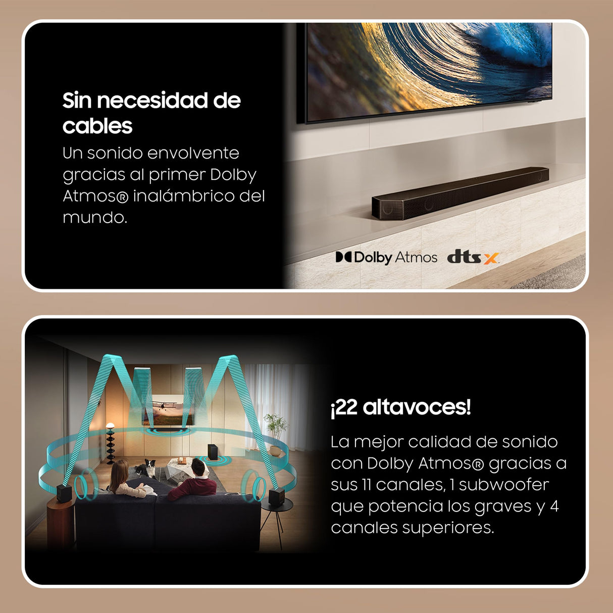 SAMSUNG Barra de Sonido HW-Q990D/ZF 2024 - Dolby Atmos inalámbrico, Q-Symphony,11.1.4 Canales, SpaceFit Sound Pro y Compatible con asistentes de Voz