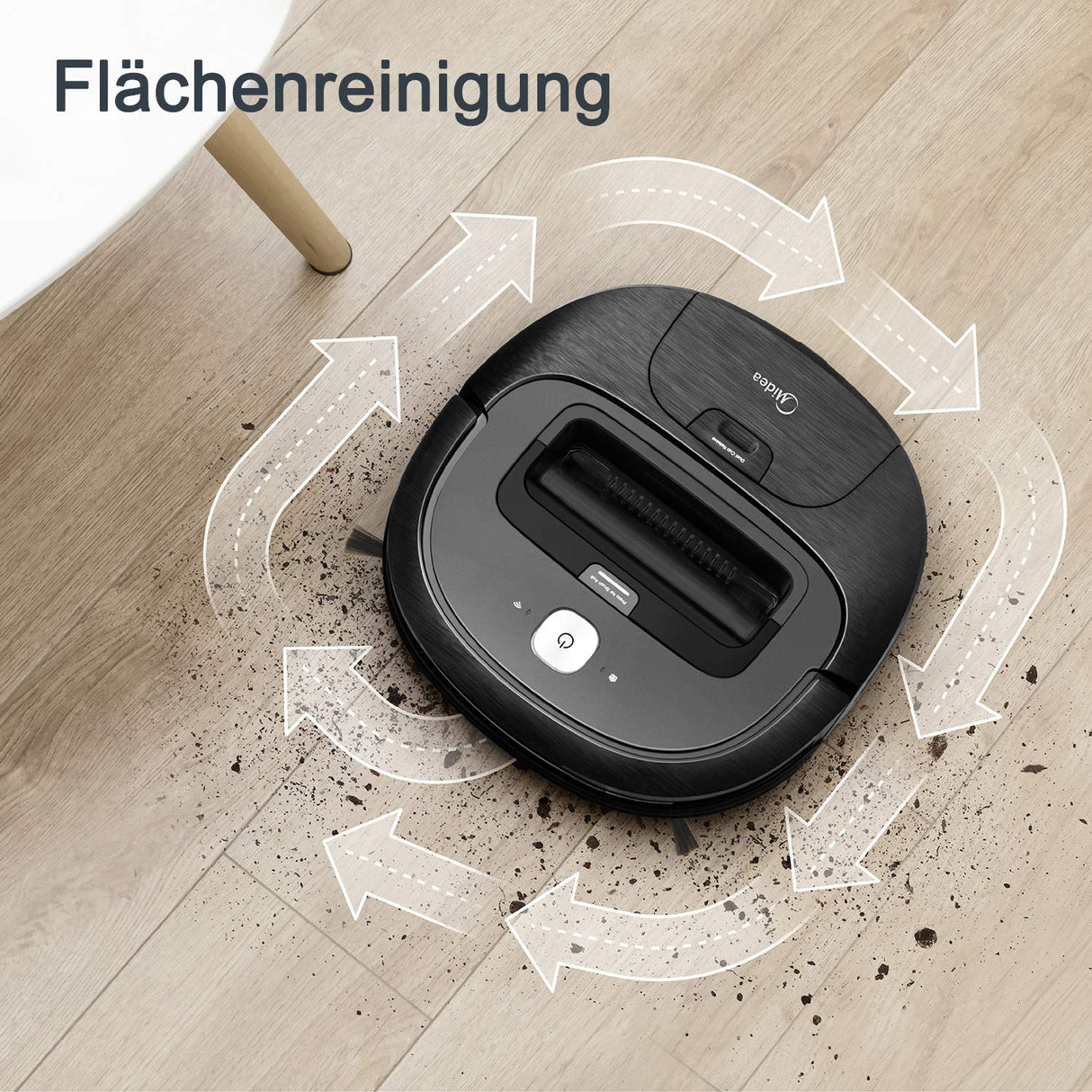 Midea Robot Aspirador VCR20B, Robot Aspirador, 3 Modos de Limpieza, Carga automática, hasta 100 min, Ideal para Pelo de Animales, alfombras y Suelos Duros, silencioso y Ultrafino