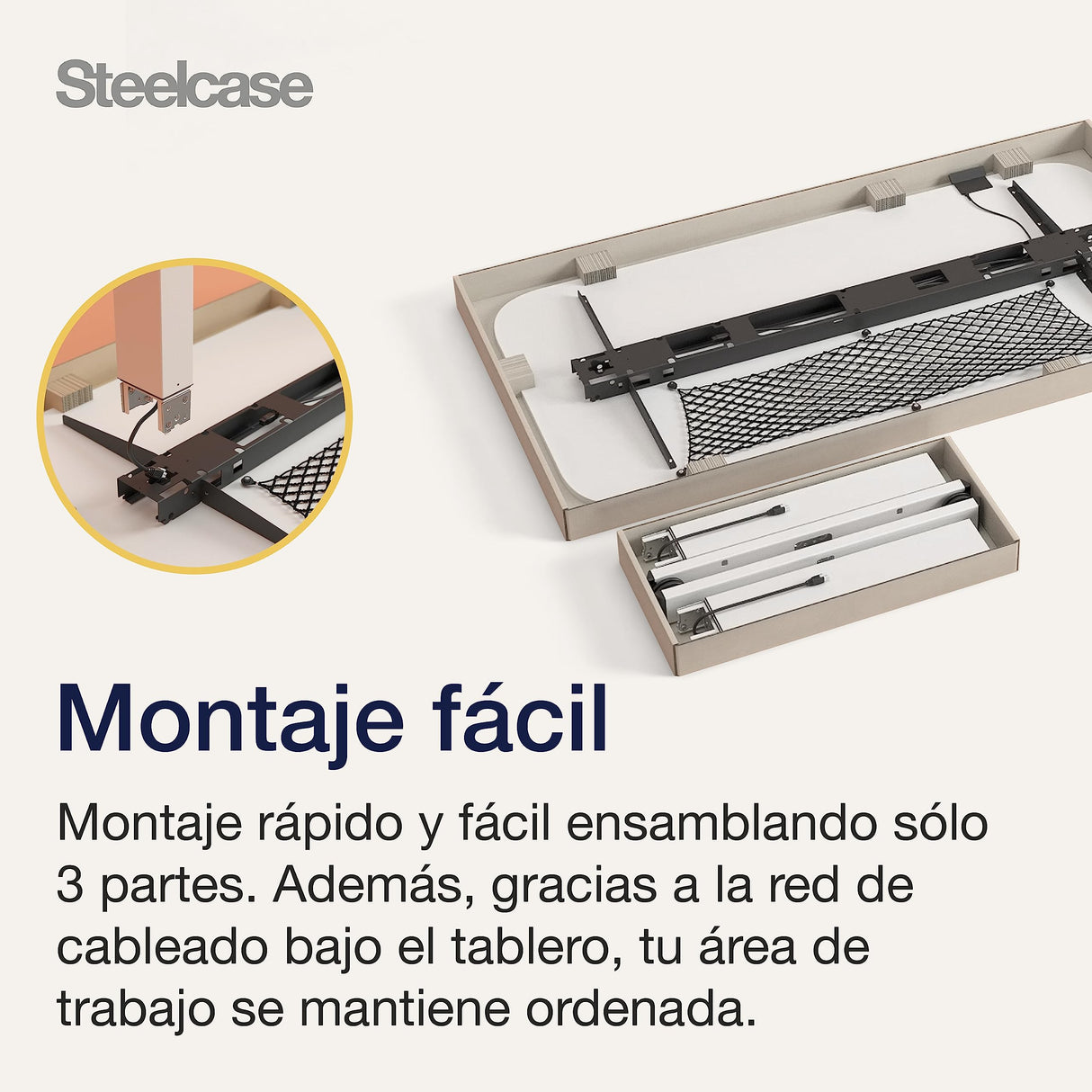 Steelcase Solo Mesa Altura Ajustable Eléctrica para Trabajar de Pie o Sentado, Controlador Programable, Potente motor, Sensor Anticolisión y Red de Gestión de Cables. Acabados en Latón/Merlot/Malva
