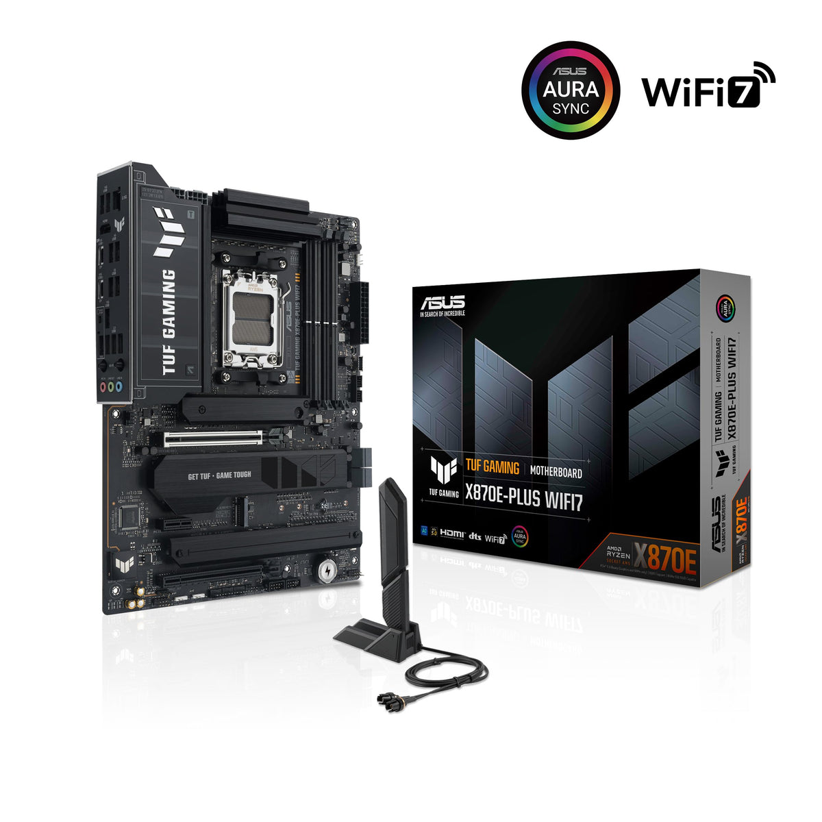 ASUS TUF Gaming X870E-PLUS WIFI7 Placa Base AMD X870E ATX, VRM de 16+2+1 Fases, DDR5, PCIe 5.0, Q-Release Slim, M.2, WiFi 7, USB4 Tipo-C, Aura Sync, AI Cooling II, AI Networking II y AI Overclocking
