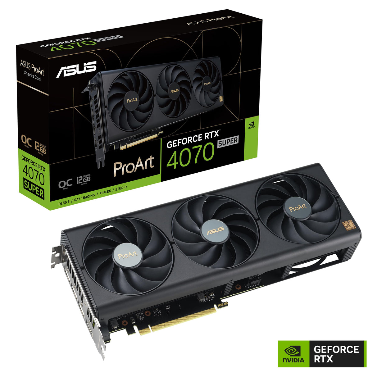 ASUS ProArt GeForce RTX 4070 Super OC Edition 12GB GDDR6X - Tarjeta gráfica (PCIe 4.0, 12GB GDDR6X, DLSS 3, HDMI 2.1a, DisplayPort 1.4a)