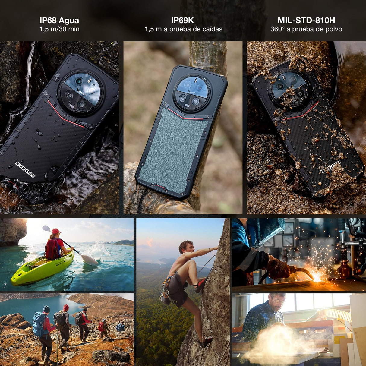 DOOGEE DK10 5G Movil Resistente 32GB + 512GB, Dimensity 8020 Teléfono Móvil 2.5K AMOLED 6.67" FHD+ 120Hz, Cámara Cuádruple 64+50MP, 5150mAh Batería con Carga Flash 120W, NFC WiFi6 OTG Huella Lateral