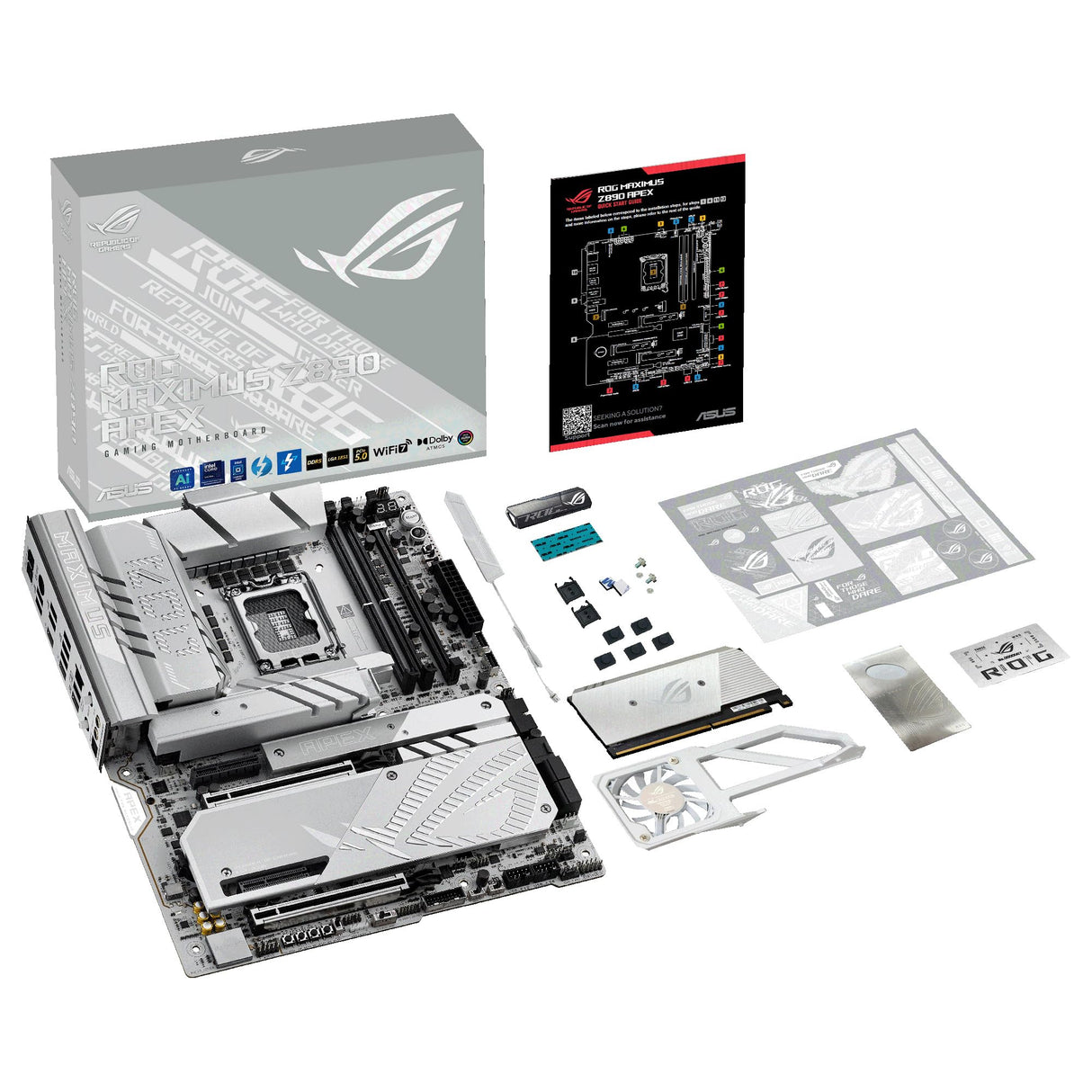 ASUS ROG Maximus Z890 Apex - Placa Base ATX, 22+1+2+2 etapas de Potencia, DDR5, PCIe 5.0 Compatible con GPU de última generación, Seis M.2, WiFi 7, AI Overclocking, PCIe Q-Release Slim