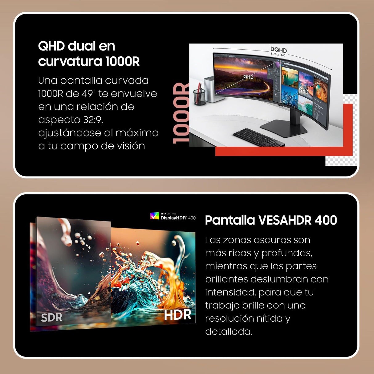 SAMSUNG LS49C950UAUXEN - Monitor ViewFinity S9, 5120x1440, 32:9, 3000:1, 120 Hz, 5 ms, 350 CD/m², HDMI, Negro