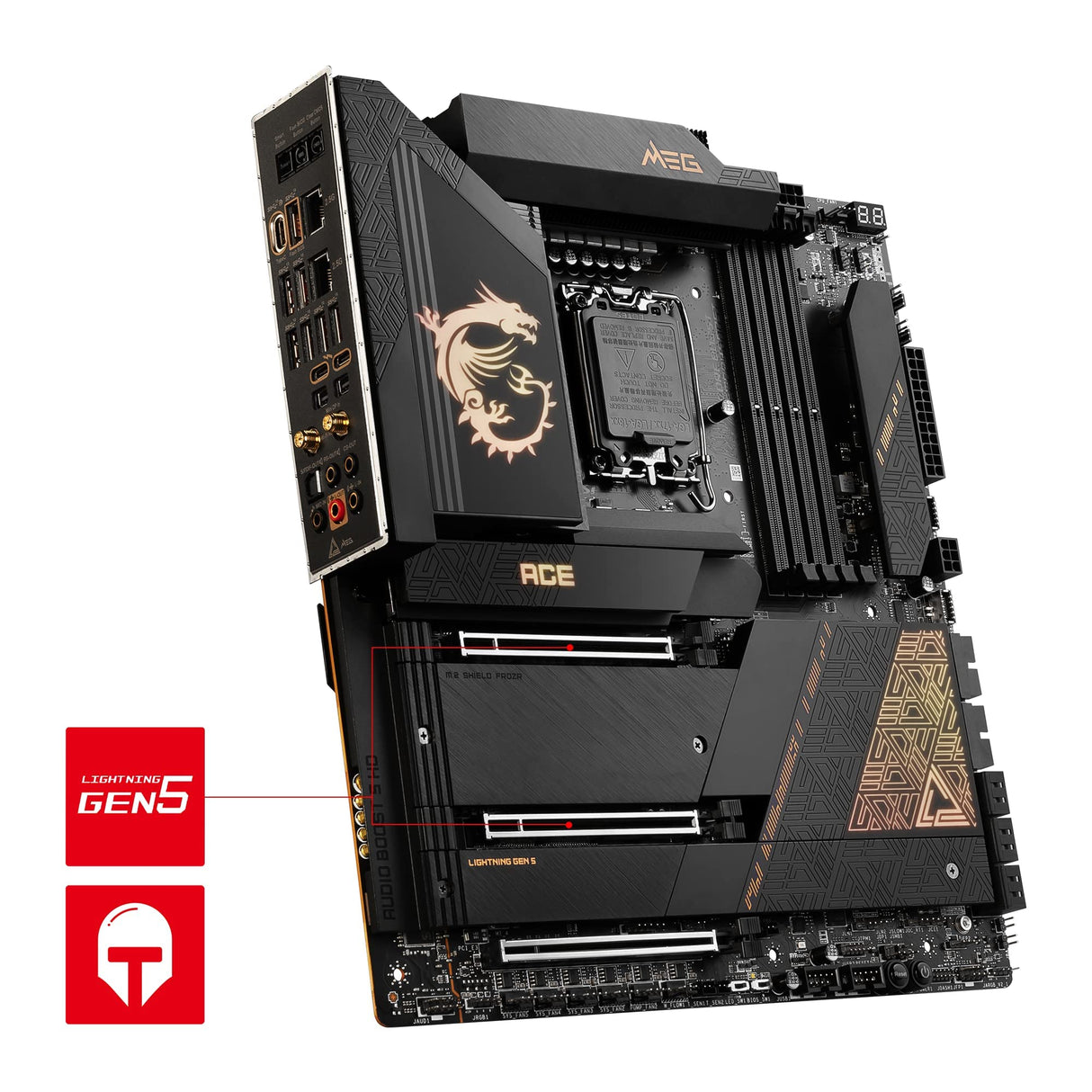 MSI MEG Z790 ACE Placa base E-ATX - Soporta procesadores Intel de 12ª y 13ª generación, LGA 1700 - 105A SPS VRM, DDR5 7800+MHz/OC, PCIe 5.0 y 4.0 x16, M.2 Gen5, LAN dual 2.5G, Wi-Fi 6E, Thunderbolt 4