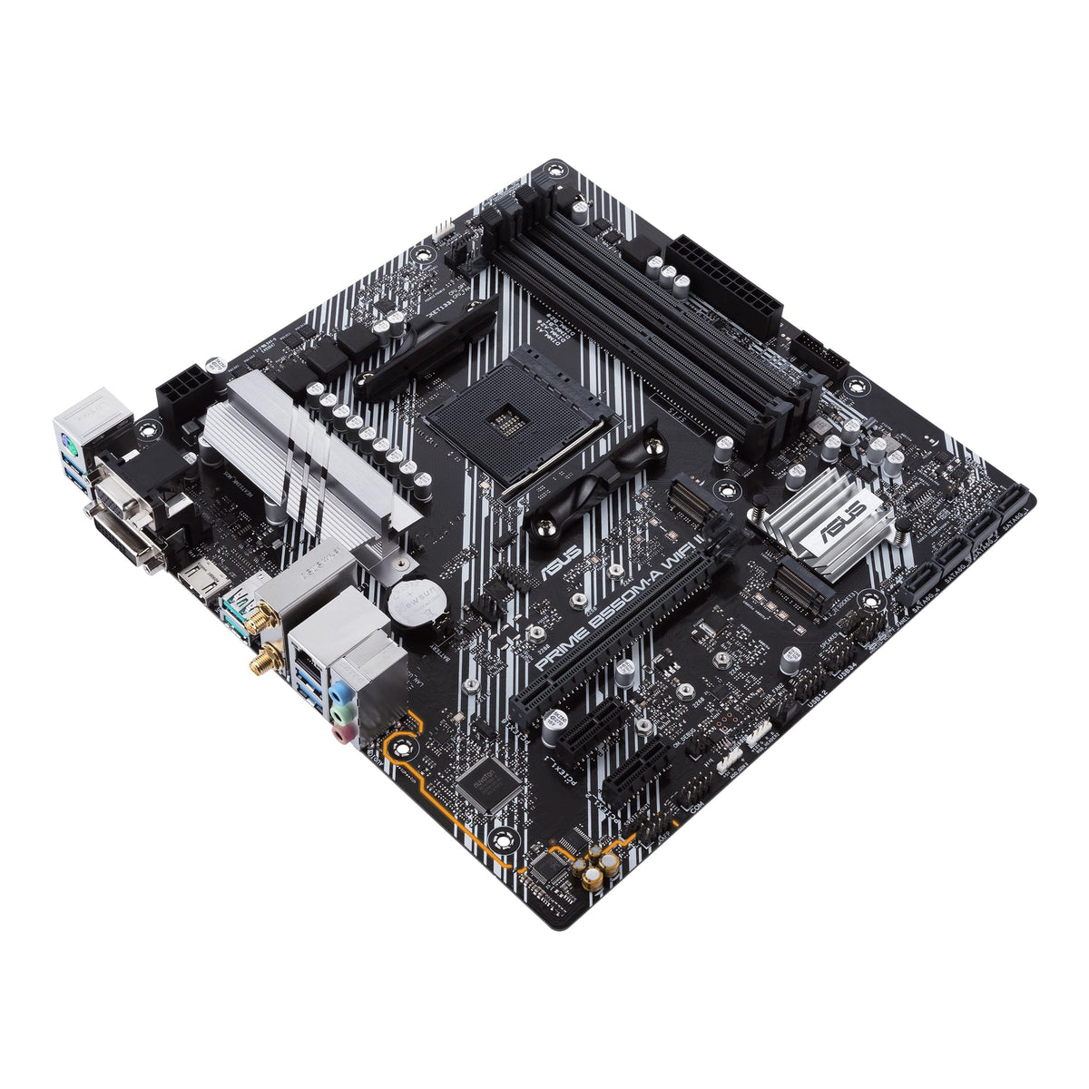 ASUS Prime B550M-A WiFi II - Placa Base Micro-ATX AMD B550 (2X M.2, PCIe 4.0, Wi-Fi 6, 1 GB Ethernet, HDMI, DVI-D, D-Sub, SATA 6 Gbps, USB 3.2 Gen. 2 de Tipo A y Conectores Aura Sync RGB)