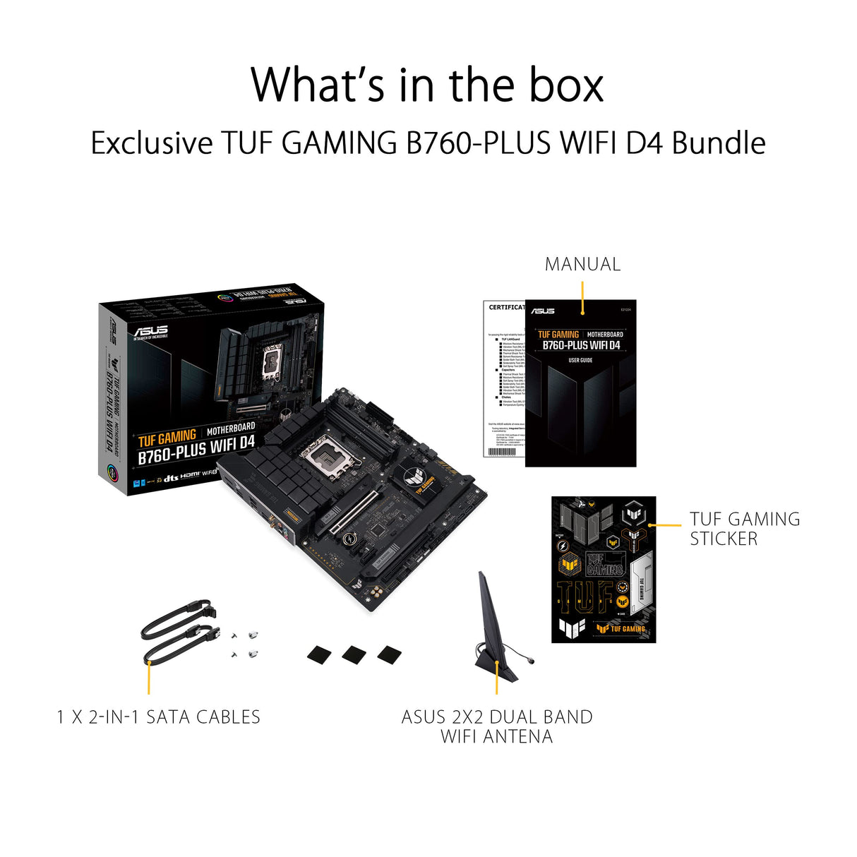 Asus TUF Gaming B760-PLUS WiFi D4 - Placa Base ATX Intel LGA 1700 (PCIe 5.0, Tres PCIe 4.0 M.2, VRM de 12+1 Fases, 2.5Gb Ethernet, DisplayPort, HDMI, USB 3.2 Gen 2 Type-C Frontal, Aura Sync)