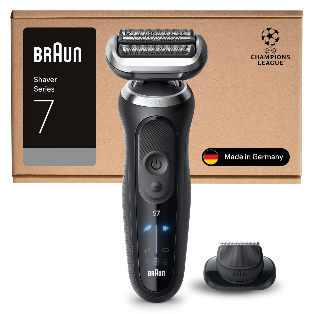Braun Afeitadora Eléctrica Hombre Series 7, Máquina De Afeitar Barba En Seco Y En Mojado, 3 Modos De Afeitado, 60 Min De Uso, Recortadora De Precisión, Estuche De Viaje, 72-N1200SI, Negro