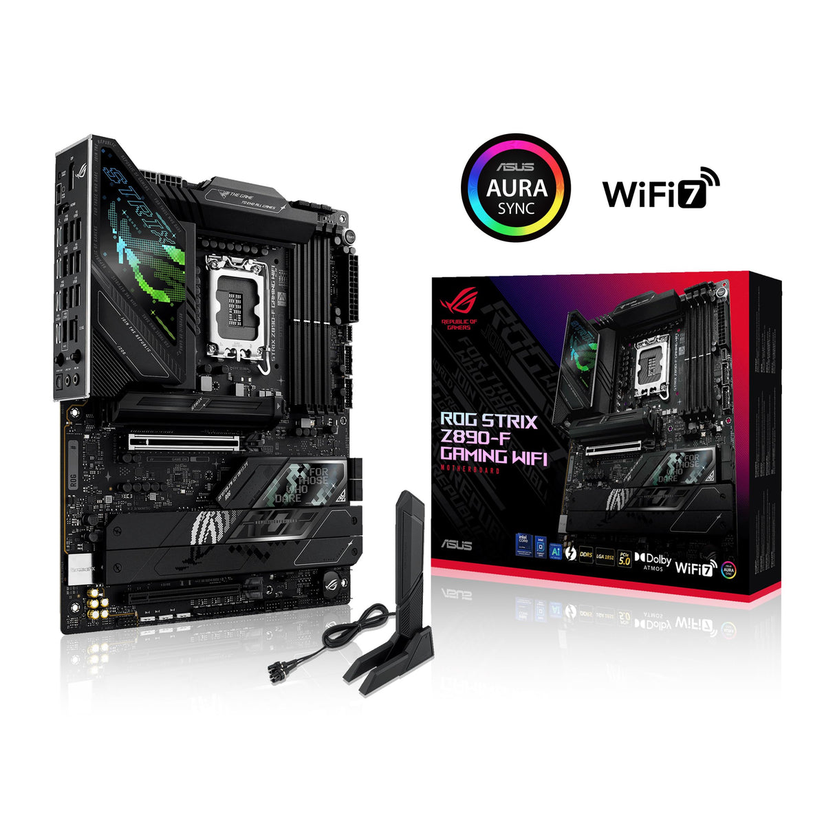 ASUS ROG Strix Z890-F Gaming WiFi - Placa Base ATX, 16+1+2+2 etapas de Potencia, DDR5, PCIe 5.0 Compatible con GPU de última generación, Cinco Ranuras M.2, WiFi 7, AI Overclocking, AI Networking II