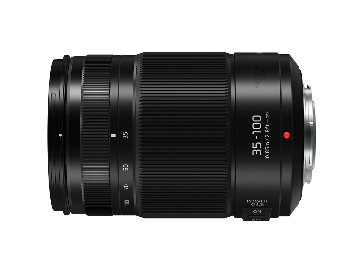Panasonic LUMIX H-HSA35100 II – Teleobjetivo Zoom para cámaras de montura M4/3 (Focal 35-100 mm, F2.8, tamaño filtro 58 mm, lentes asféricas, resistente agua/polvo/congelación, POWER O.I.S), negro