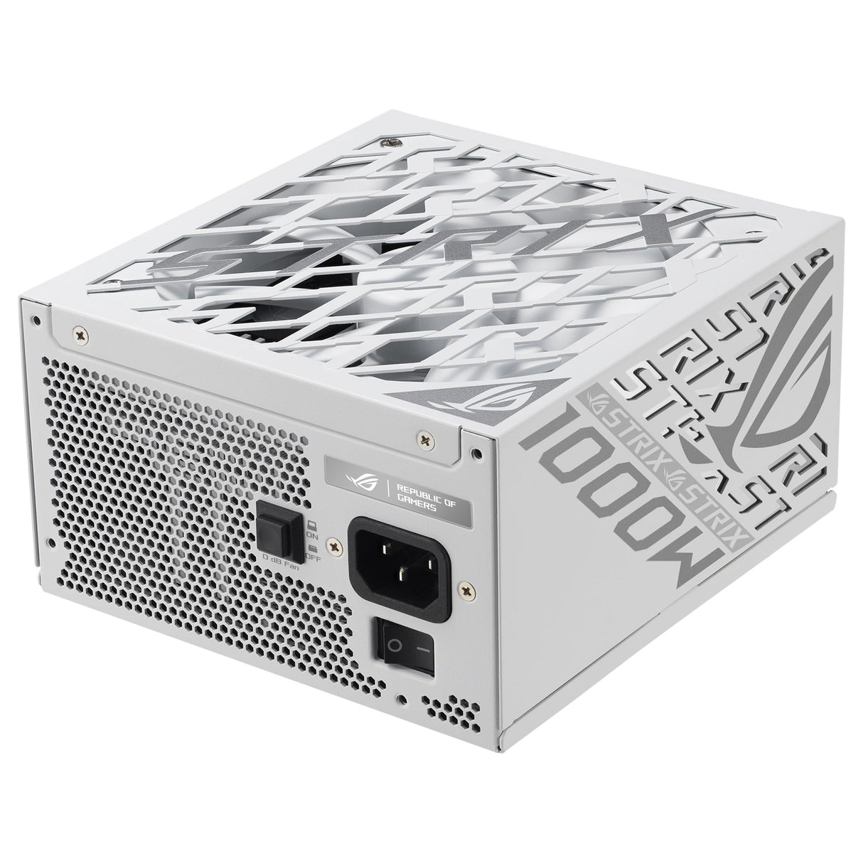 ASUS ROG Strix 1000W Platinum White Edition, Fuente de alimentación ATX Modular, 80 Plus Platinum, ATX 3.1, PCIE 5.1, Conector 12V-2x6, MOSFET GAN, estabilizador de Voltaje 'GPU-First'