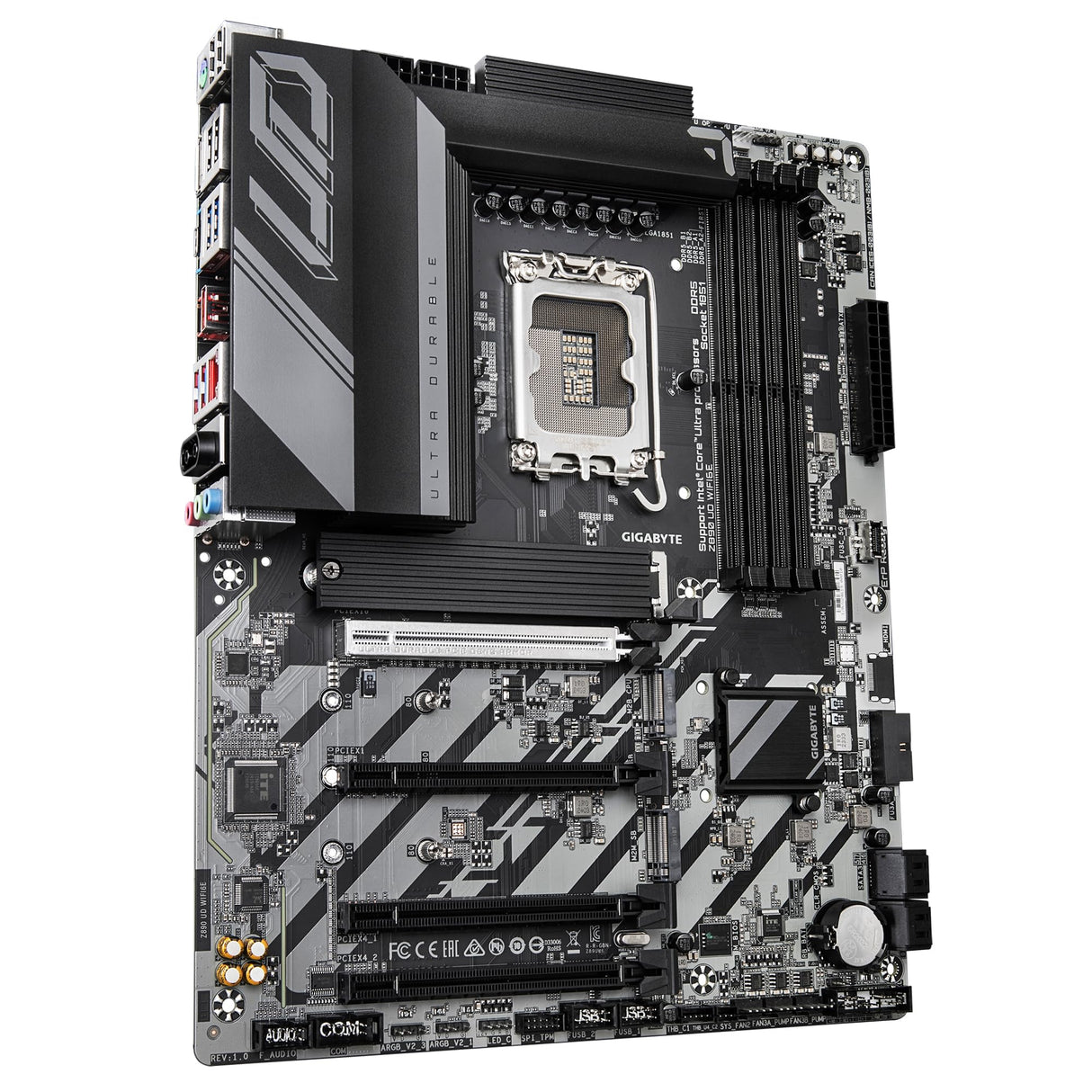 GIGABYTE Placa Base Z890 UD WIFI6E - Compatible con procesadores Intel Core Ultra (Serie 2), 12+1+2 Fases VRM, hasta 8800MHz DDR5 (OC), 1xPCIe 5.0 + 2xPCIe 4.0, Wi-Fi 6E, LAN 2.5GbE, Thunderbolt 4